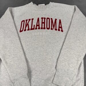 Oklahoma Sooners Sweatshirt Crewneck‎ Adult Small Script Spellout Cotton Fleece